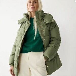 J. Crew Sage Green Puffer Coat